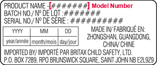 stroller serial number alternate location and format