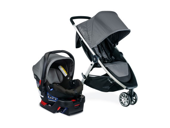 B-Lively & B-Safe Gen2 - Greystone -SafeWash - car seat and stroller side by side Right Facing